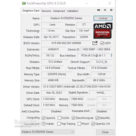 كرت شاشة جرافيك للألعاب AMD Radeon RX 550 4GB GDDR5 - 6