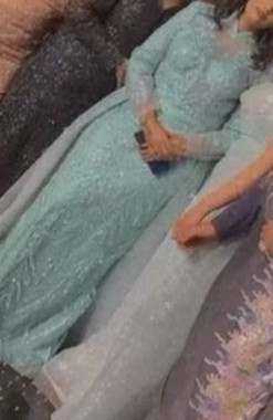 فستان خطوبه فاخر سمكه بزيل كبير منفوش مستعمل مرة واحده