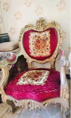 صالون مدهب خشب زان انتيك كنبة واربع كراسي حالة ممتازة بدون اي عيوب او - 3