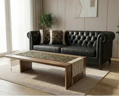 رانر طاولة مع 2 كفر كوشن – بيج × أسود بتصميم رمضاني فاخر - 2