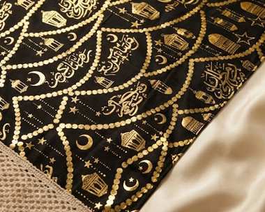 رانر طاولة مع 2 كفر كوشن – بيج × أسود بتصميم رمضاني فاخر - 5